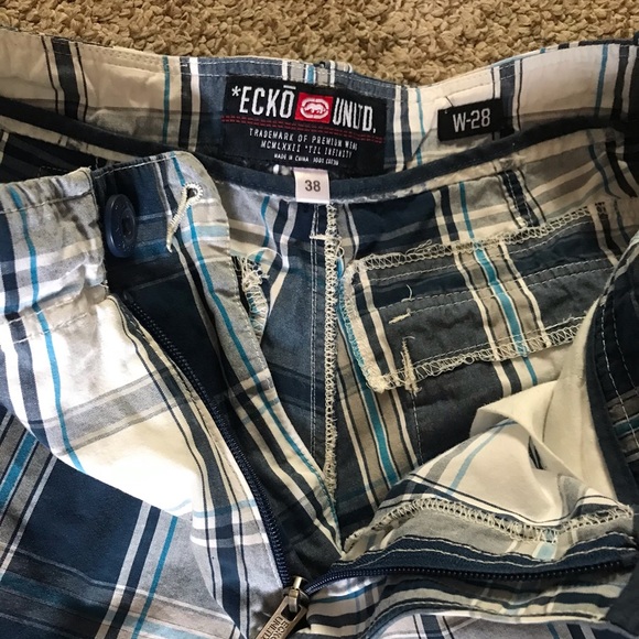 ECKO ULTD Blue Plaid Cargo W28 - Picture 2 of 7
